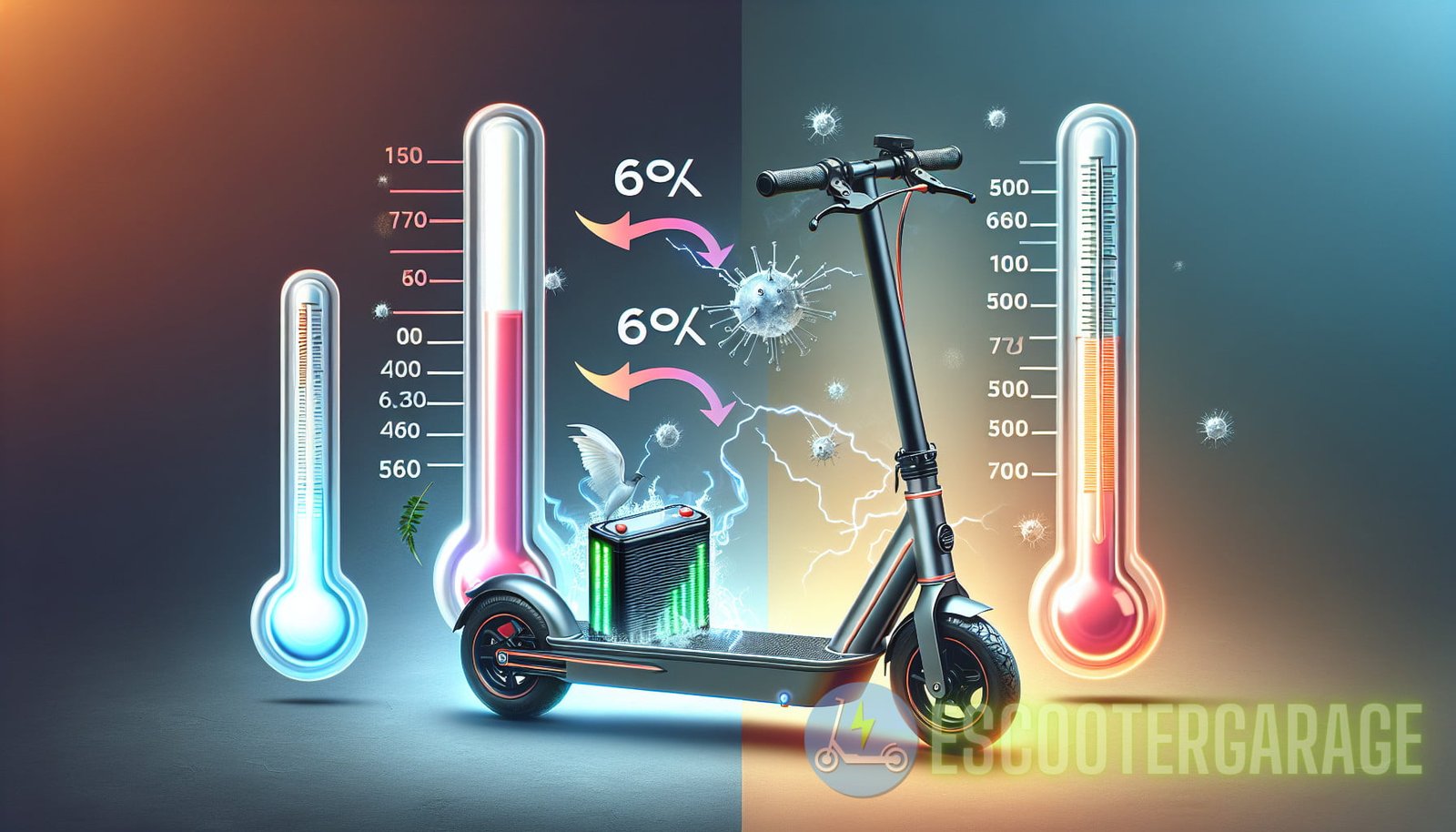 Illustration for section: Avoid Quick Temperature Changes: Rapid temperature changes can cause thermal shock to the battery, r - escooter battery care