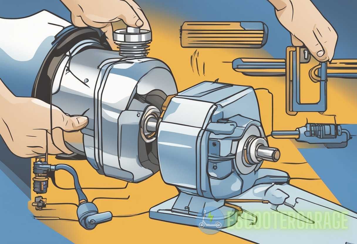 Abbildung für Abschnitt: Vermeiden Sie die Verwendung von Wasser oder Lösungsmitteln, da diese die Motorkomponenten beschädigen können. Schmierung Schmieren Sie bewegliche Teile - eScooter-Elektrik-Reparaturanleitung